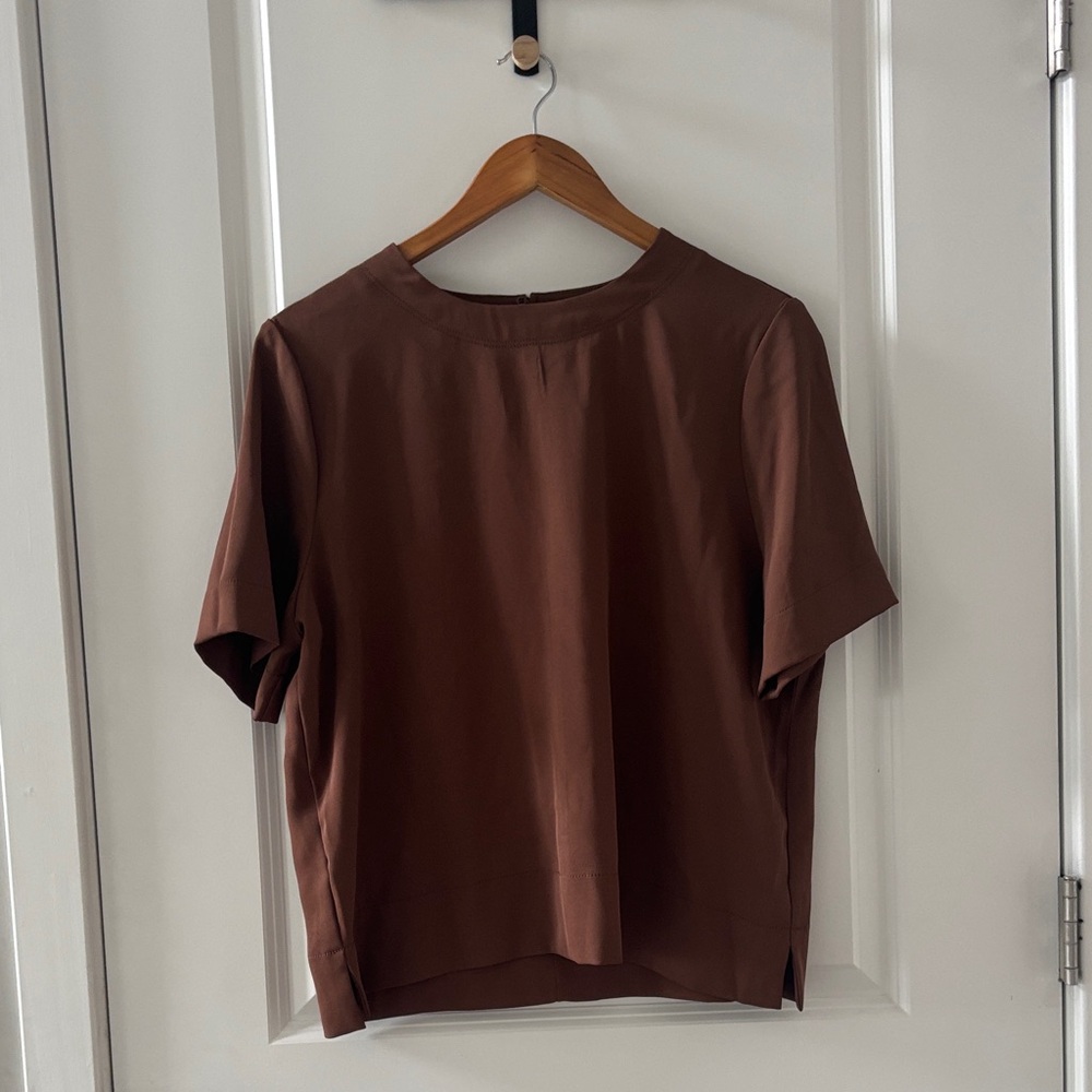 MELLODAY Boxy Stretch Crepe T-Shirt - Picture 4 of 9